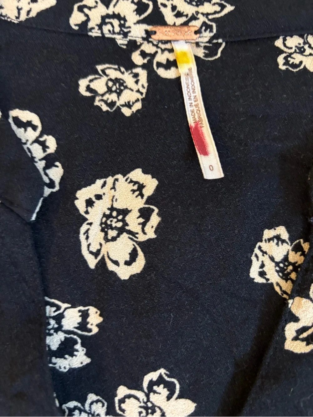 Free People Black Floral Tie-Front Casual Dress